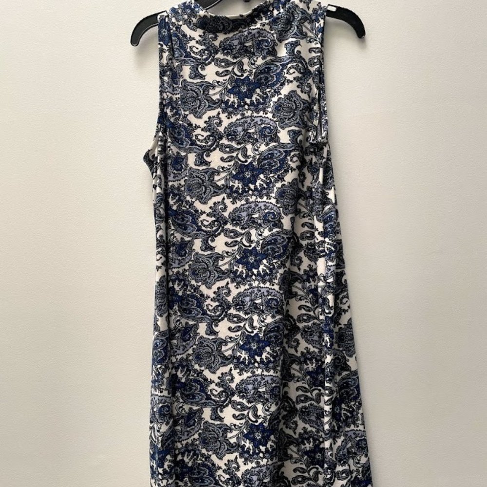 Pink Rose Paisley Mock Neck Dress